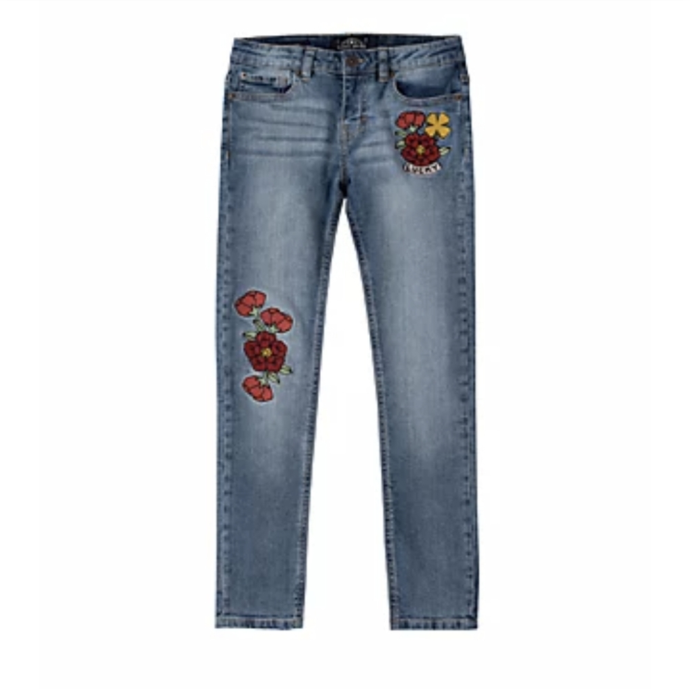 Lucky Brand Kelly Wash Floral Embroidered Renae Skinny Jean Girls.
